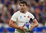 Antoine Dupont in action for France v New Zealand at 2023 Rugby World Cup