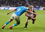 Damian Mckenzie scores a try for New Zealand v Uruguay at 2023 Rugby World Cup