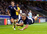 Darcy Graham scores a try for Scotland v Romania at 2023 Rugby World Cup