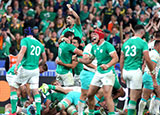 Ireland players celebrate victory over South Africa at 2023 Rugby World Cup
