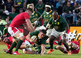 Jasper Wiese is tackled in the South Africa v Wales match during 2022 summer Tests