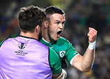 Johnny Sexton celebrates scoring a try for Ireland v Samoa at World Cup
