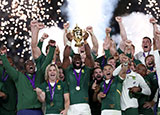 Siya Kolisi lifts the trophy as South Africa win the 2019 Rugby World Cup final