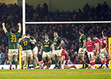 South Africa players celebrate victory over Wales in 2021 autumn internationals