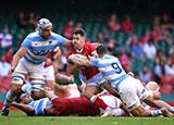 Tomos Williams is tackled by Argentina player during 2021 Summer Internationals