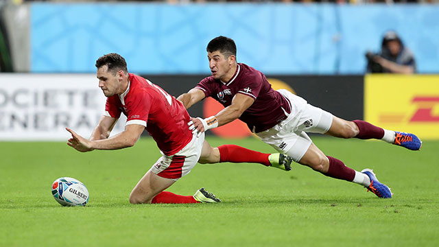 Tomos Williams scores a try for Wales v Georgia in 2019 World Cup