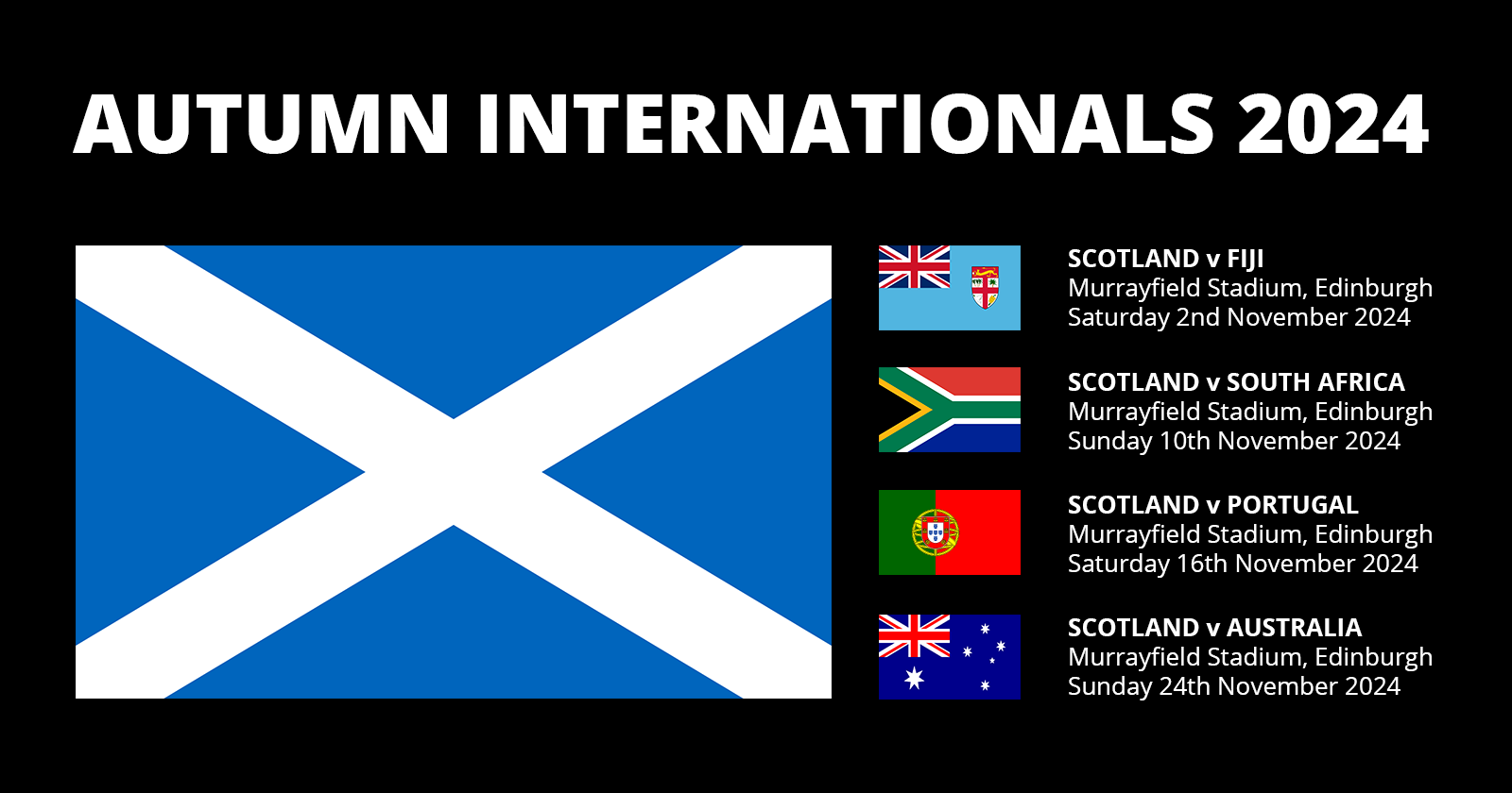 Scotland Autumn Internationals 2024 Rugby Fixtures