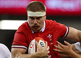 Aaron Wainwright in action for Wales v England in 2023 summer internationals