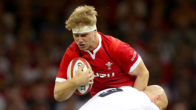 Aaron Wainwright in action for Wales v England in World Cup warm ups