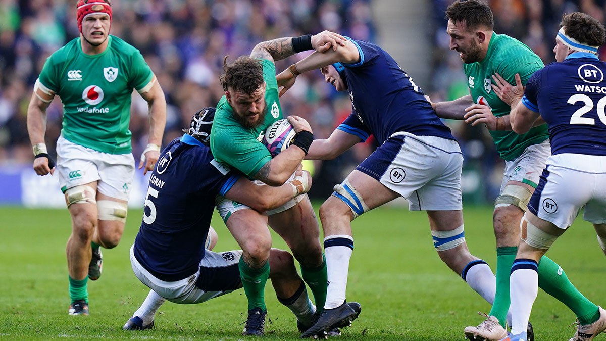 Andrew Porter in action for Ireland against Scotland during 2023 Six Nations