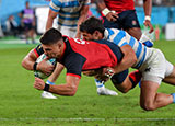 Ben Youngs scores England's third try in World Cup match against Argentina