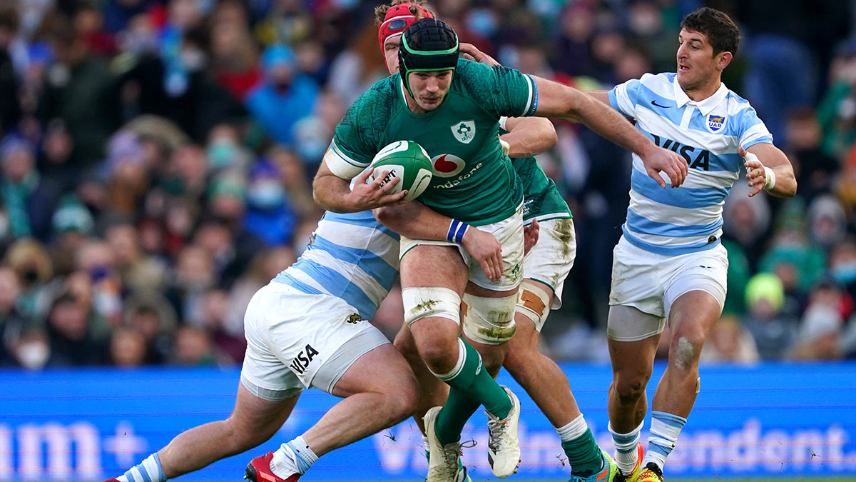 Caelan Doris in action for Ireland v Argentina during 2021 autumn internationals