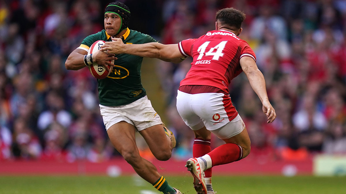 Cheslin Kolbe in action for South Africa against Wales during 2023 summer internationals