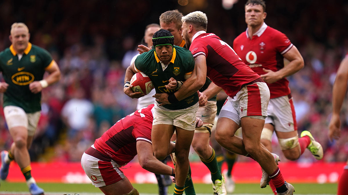 Cheslin Kolbe in action for South Africa against Wales in 2023 summer internationals