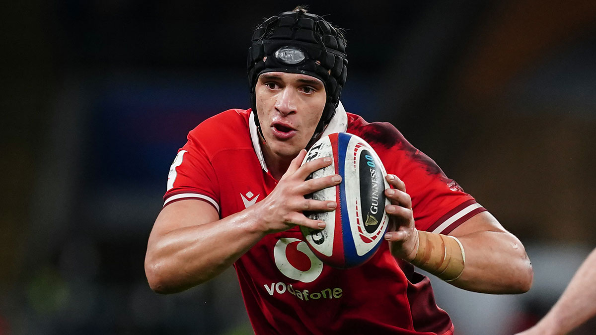 Dafydd Jenkins in action for Wales v England during 2024 Six Nations