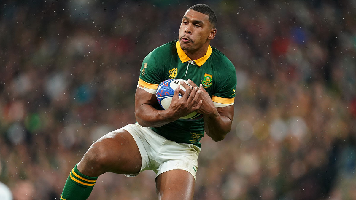 Damian Willemse in action for South Africa against New Zealand in 2023 Rugby World Cup final