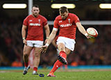 Dan Biggar kicks a penalty for Wales v Australia