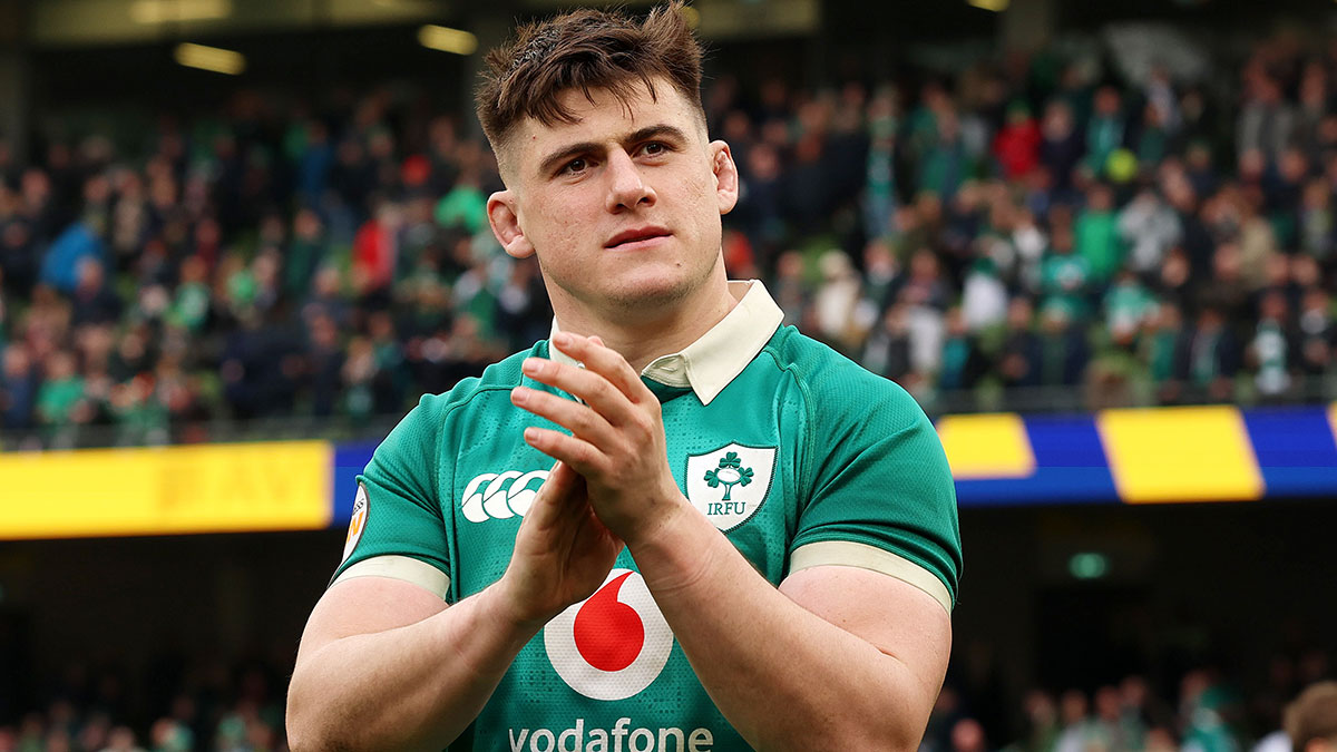 Dan Sheehan at Ireland v Scotland match during 2026 Six Nations