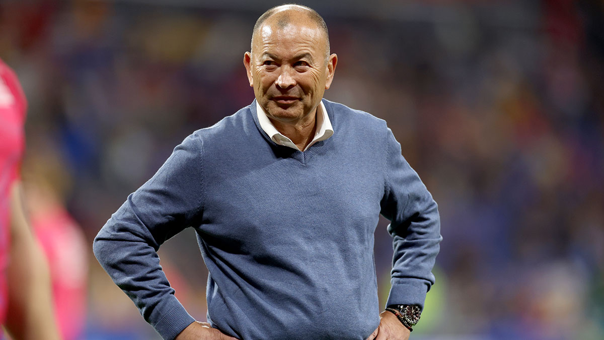 Eddie Jones at Wales v Australia match during 2023 Rugby World Cup