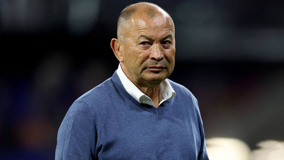 Eddie Jones at Wales v Australia match in 2023 Rugby World Cup