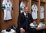 Eddie Jones poses at senior squad announcement