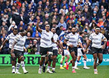 Fiji players celebrate a try against Scotland during 2022 Autumn Internationals