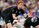 Finlay Christie in action for New Zealand v France at 2023 Rugby World Cup