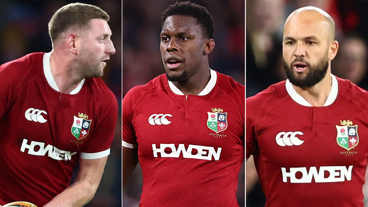 Finn Russell, Maro Itoje and Jamison Gibson-Park for Lions