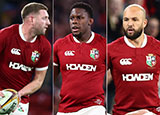 Finn Russell, Maro Itoje and Jamison Gibson-Park for Lions