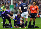 Finn Russell receives treatment during Scotland v New Zealand match in 2025 Autumn Internationals
