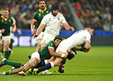 Freddie Steward is tackled during England v South Africa match at 2023 Rugby World Cup