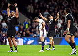 George Ford looks dejected as All Blacks celebrate after England v New Zealand match in 2024 autumn internationals