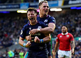 George Horne celebrates a try for Scotland v Tonga during 2025 Autumn Internationals