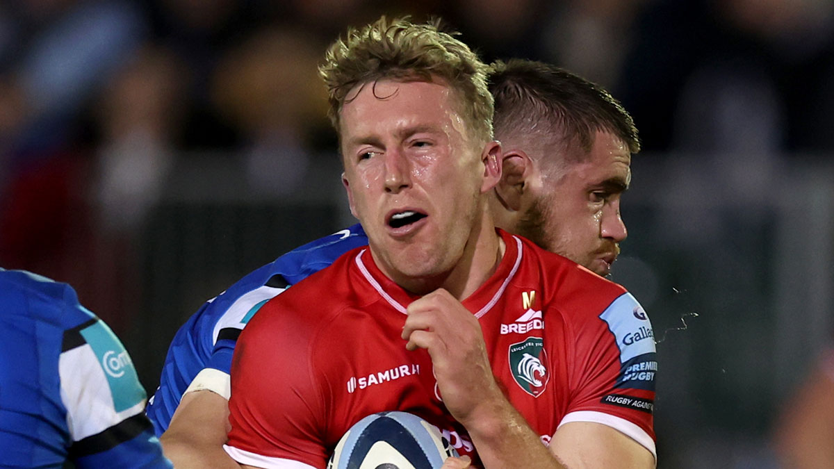 Harry Potter in action for Leicester Tigers against Bath Rugby