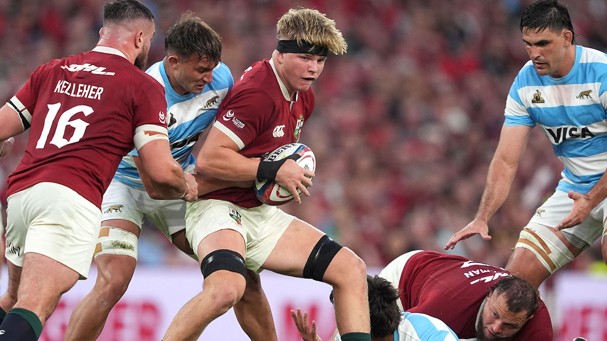 Henry Pollock in action for the Lions v Argentina during 2025 Lions Tour