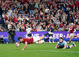 Huw Jones scores a try for Lions against NSW Waratahs during 2025 Lions Tour