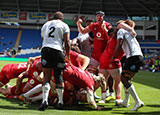 Jac Morgan scores a try for Wales against Fiji during 2026 Nations Championship