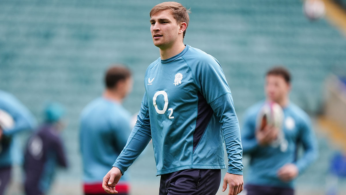 Jack van Poortvliet at England training session during 2026 Six Nations