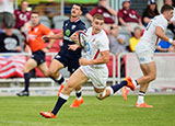 Jack van Poortvliet scores a try for England against USA on 2025 summer tour