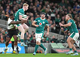 Jamie Osborne is tackled during Ireland v Fiji match in 2024 autumn internationals