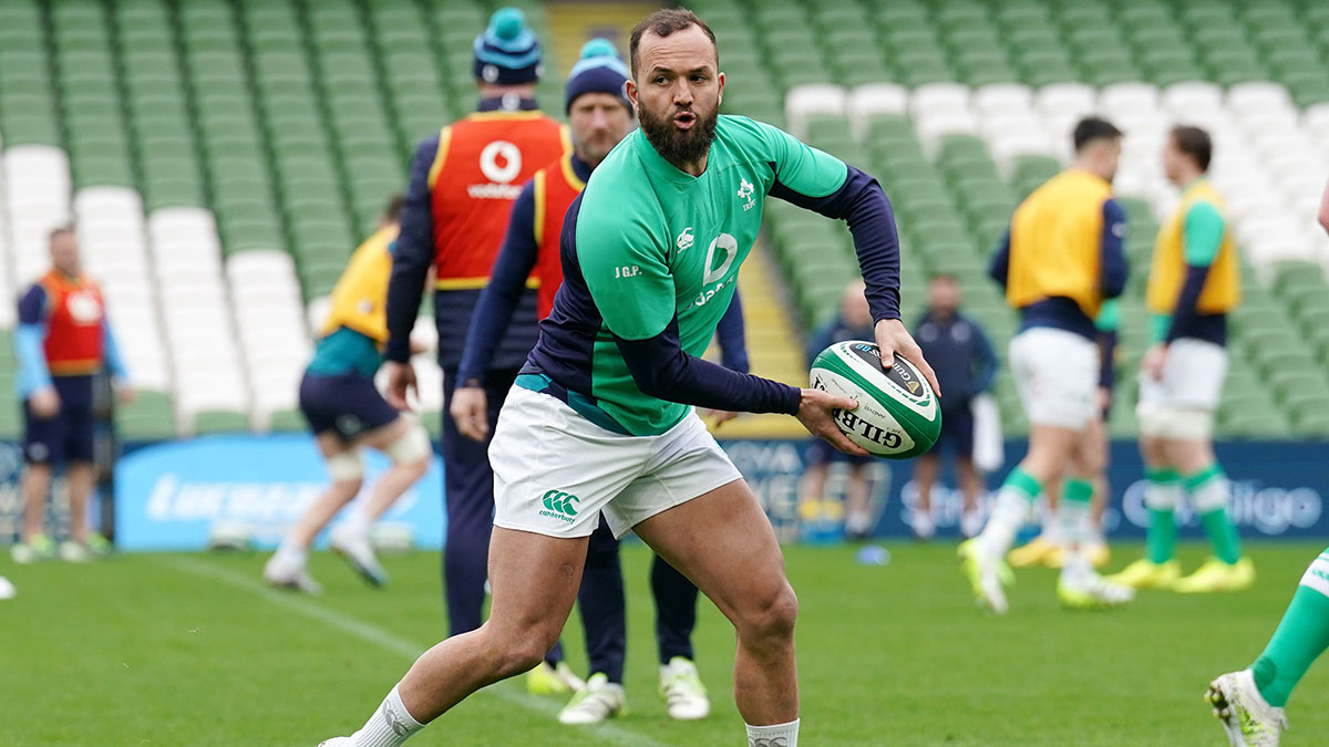 Jamison Gibson-Park at Ireland training session during 2024 Six Nations