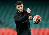 Joe Roberts at Wales training session during 2025 Six Nations