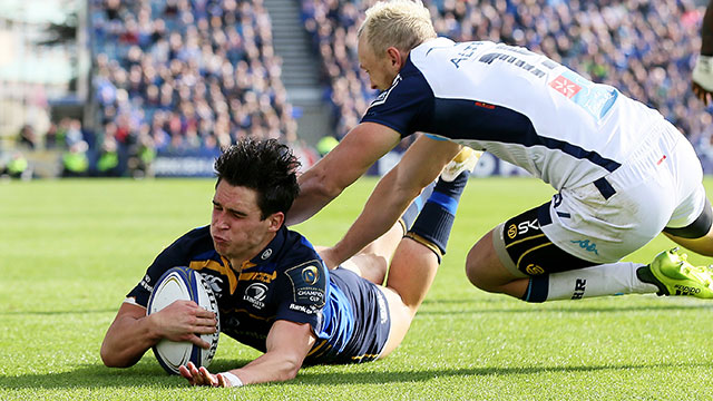 Joey Carbery scores a try for Leinster against Montpellier