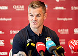 Johnny Sexton during a press conference ahead of 2025 Lions v Argentina match