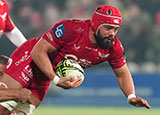 Josh MacLeod in action for Scarlets against Gloucester in January 2025