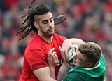 Josh Navidi in action for Wales v Ireland in 2018 Six Nations