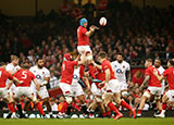 Justin Tipuric wins a lineout during the Wales v England match in 2019 Six Nations