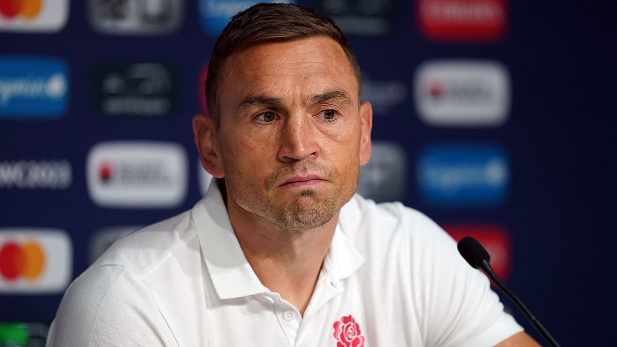 Kevin Sinfield during England press conference at 2023 Rugby World Cup