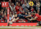 Liam Williams scores a try for Wales v Tonga