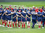 Lions gather around during training session